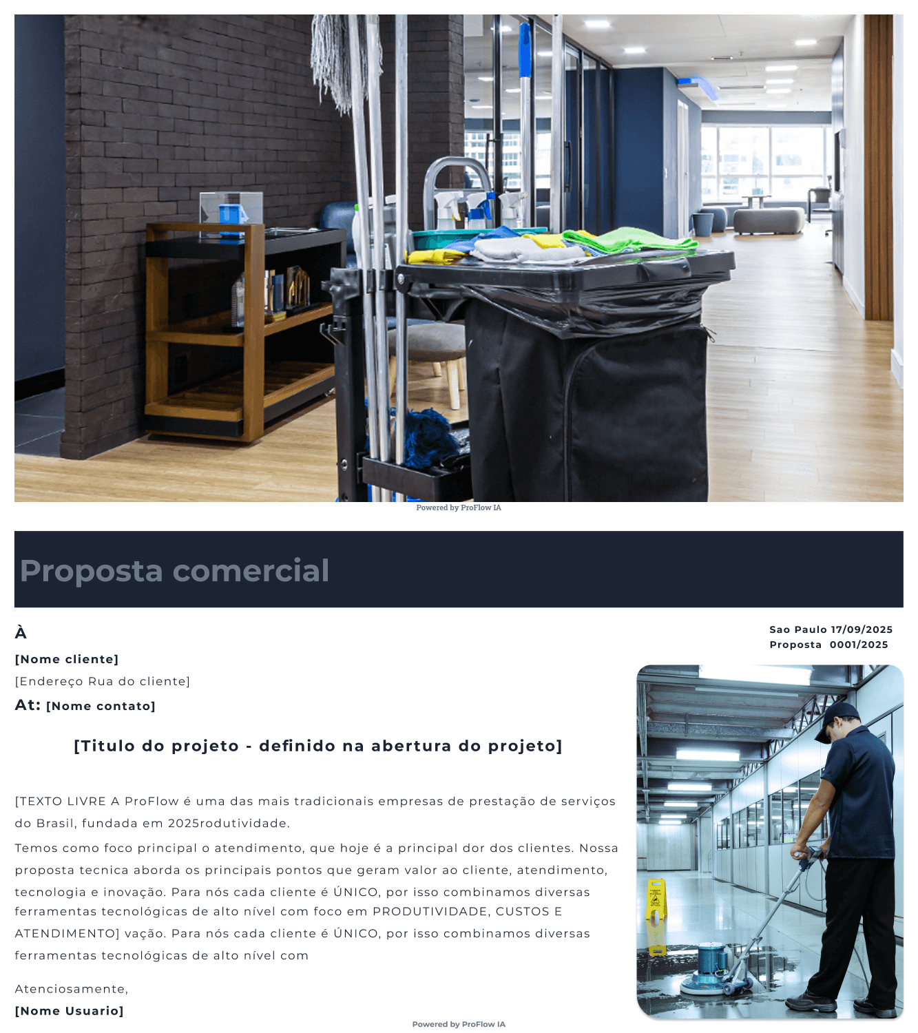 Proposta comercial gerada no Proflow